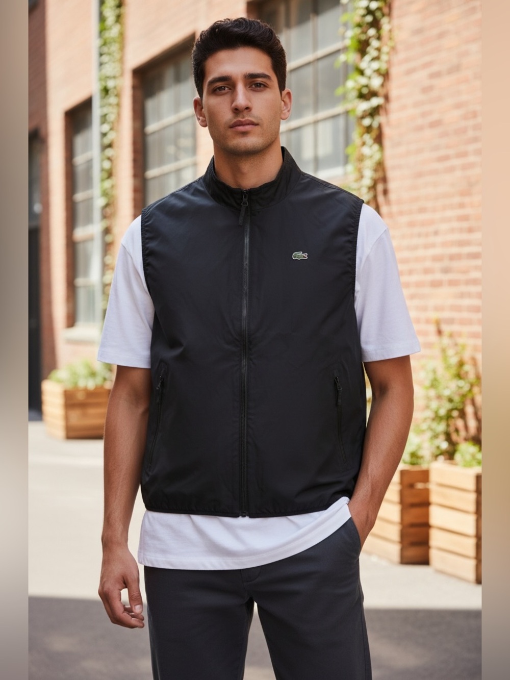 Lacoste Sport Jacket Vest With Mesh Lining Black Sz L
